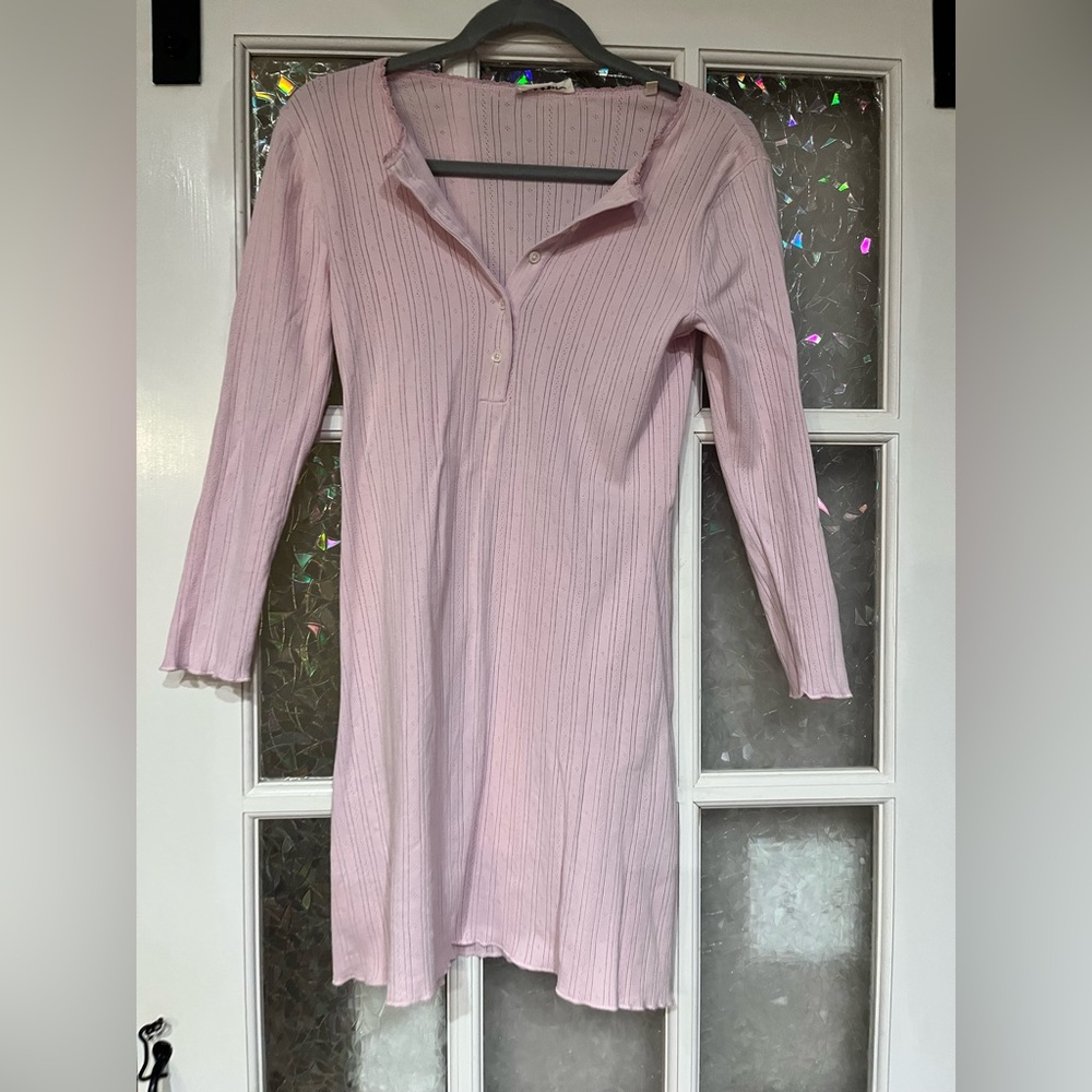 Doen wisteria cotton Long-Sleeve Ribbed Dress, like new, medium